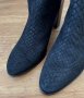 H&M Оригинални Кожени Боти Висок Ток Велур Естествена Кожа Ефект Змийска Кожа НОВО 41, снимка 2