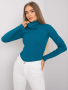 Дамска блуза с поло яка - Тюркоаз L/XL, снимка 1 - Блузи с дълъг ръкав и пуловери - 44925996