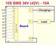 10S BMS 42V 15A, защитна платка с балансно зареждане, PCB BMS board, снимка 3