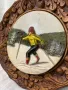 Ретро стенна чиния, дърворезба, снимка 2