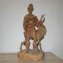 Стара красива дървена фигура ръчна изработка-елен и ловец, снимка 11