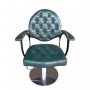 Луксозен фризьорски стол с копчета -  черен, петролнозелен или жълт, снимка 5