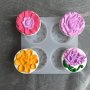 4 Вида цветя в кръг силиконов молд форма калъп за гипс сапун шоколад и др, снимка 4