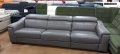 Голям сив кожен диван с функция сън "Clarence", снимка 1 - Дивани и мека мебел - 40279263
