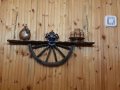 Стенни рафтове - етажерки с автентични реставрирани колела от каруца , снимка 16