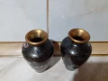 Cloisonne Клоазоне Чифт страхотни вази бронз клетъчен емайл, снимка 4