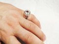 мъжки сребърен пръстен, солиден мъжки пръстен с голям камък - цирконий - стар внос от Щатите ., снимка 7