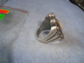 ДЪЛБОКО ПОСРЕБРЕН АРТ ДЕКО СКЪПОЦЕНЕН МЕДЕН ПРЪСТЕН с ПОЛИРАН БЯЛ АХАТ 38911, снимка 12