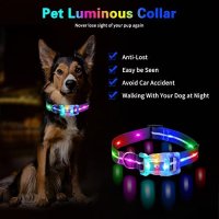 Нов LED светещ нашийник за куче разходка през нощта безопасност USB , снимка 6 - За кучета - 40629073