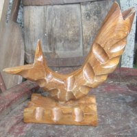 Дървена риба моливник фигура статуетка дърворезба, снимка 1 - Други - 31781074