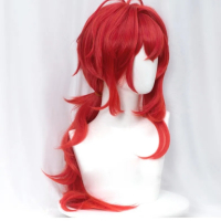 Аниме червена перука Diluc, снимка 1 - Аксесоари за коса - 44667070