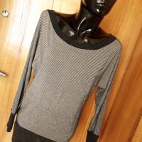 Сива туника райе тип прилеп М/Л, снимка 1 - Блузи с дълъг ръкав и пуловери - 34079609