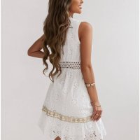 Елегантна рокля, бродерия цвят бял , снимка 2 - Рокли - 42247836