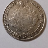 Сребърна монета 20 кройцер, снимка 2 - Нумизматика и бонистика - 40087386