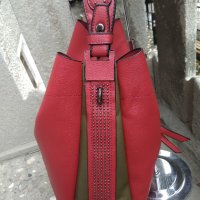 Дамска чанта, комплект с несесер, червена, снимка 5 - Чанти - 30662571