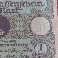 Райх банкнота 1 марка 1920г. Германия перфектна за колекция 28207, снимка 4 - Нумизматика и бонистика - 37141720