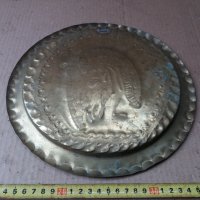 бронзова ръчно гравирана чиния за стена - отлична, снимка 13 - Антикварни и старинни предмети - 35544038