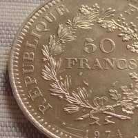 Сребърна монета 50 франка 1974г. Република Франция LIBERTE EGALITE FRATERNITE 40936, снимка 5 - Нумизматика и бонистика - 42832358