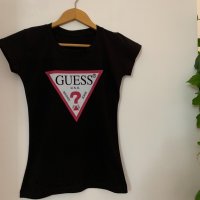 Черна тениска Guess, снимка 2 - Тениски - 39093766