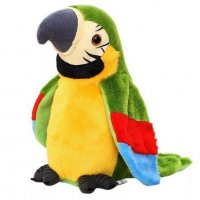Музикален пеещ и говорещ плюшен папагал играчка+Батерии, снимка 4 - Музикални играчки - 35052569