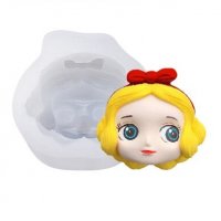 Лице Момиче Снежанка кукла силиконов молд форма декорация торта фондан шоколад гипс, снимка 1 - Форми - 30317917