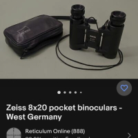 Бинокъл ZEISS West Germany 8×20 , снимка 13 - Антикварни и старинни предмети - 44532718