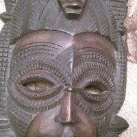 Стара дървена МАХАГОНОВА маска АФРИКА 20327, снимка 3 - Антикварни и старинни предмети - 32098664