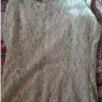 Дълга зелена дантелена рокля с подплата, снимка 1 - Рокли - 35625951