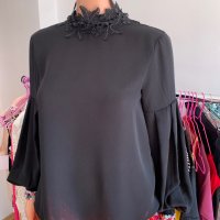 Черна блуза риза Zara , снимка 5 - Блузи с дълъг ръкав и пуловери - 40818802