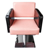 Луксозен фризьорски стол M90, черно и розово, еко крокодилска кожа, снимка 2 - Фризьорски столове - 32135073