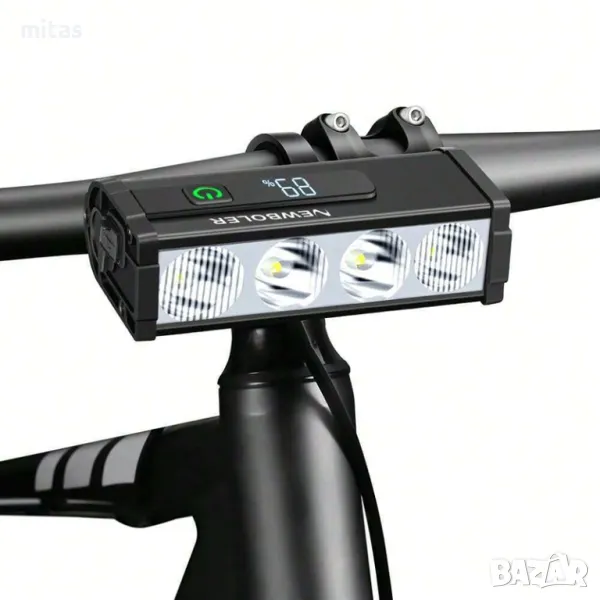 Ултра ярка LED светлина за велосипед с дислей, Фар 2000lum/2000mAh USB, снимка 1