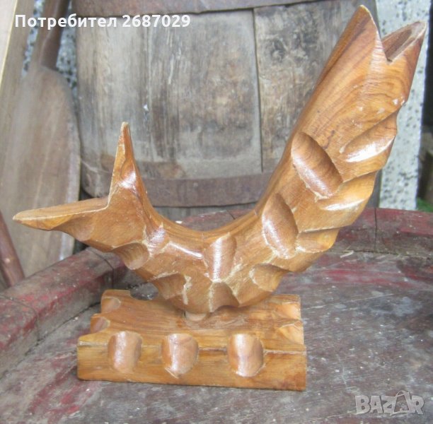 Дървена риба моливник фигура статуетка дърворезба, снимка 1