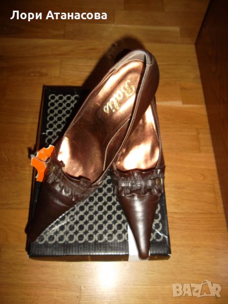 Дамски обувки на висок ток в кафяв цвят, снимка 1