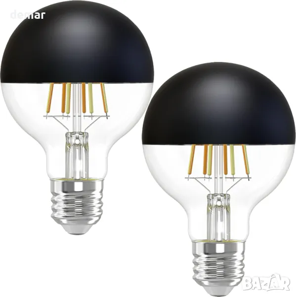 Светодиодна крушка Vanpus E27, 6W, черна полугалванизирана, топло бяло, 2 броя, снимка 1