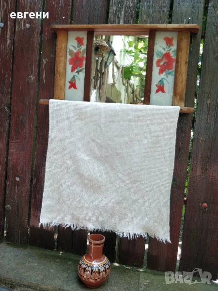 Старинно огледало с пешкир, снимка 1