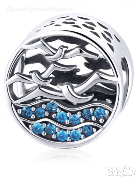 Сребърен делител талисман:Аз обичам морето! Състояние ново. Проба 925 , снимка 1