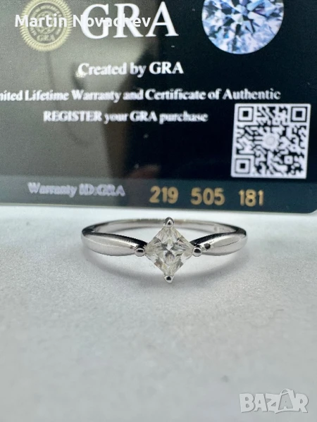 Сребърен пръстен с мойсанит (Диамант) 0.4 карата, снимка 1