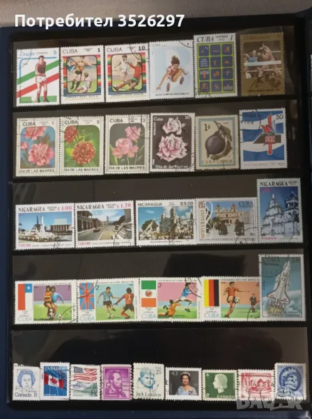 Колекция пощенски марки на тема Куба, Никарагуа, САЩ, Канада, Аржентина, снимка 1