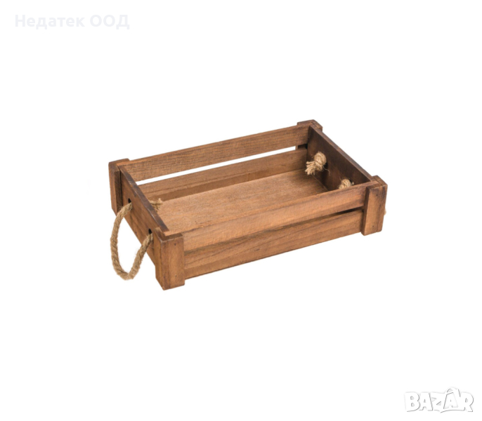  Касетка, Дървена, декоративна, въжени дръжки, 31x19.5x7.5cm, снимка 1