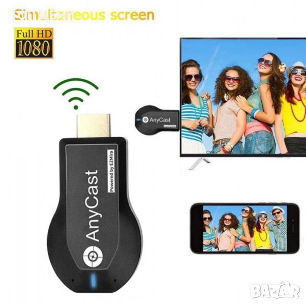 Безжично свързване на телефон, таблет с телевизор WIFI TV STICK ANYCAST, снимка 1