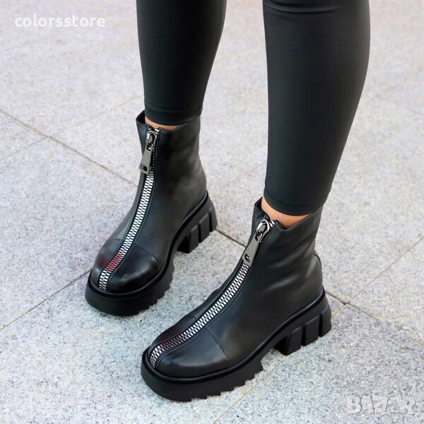 Равни боти - черна кожа - ZH10, снимка 1