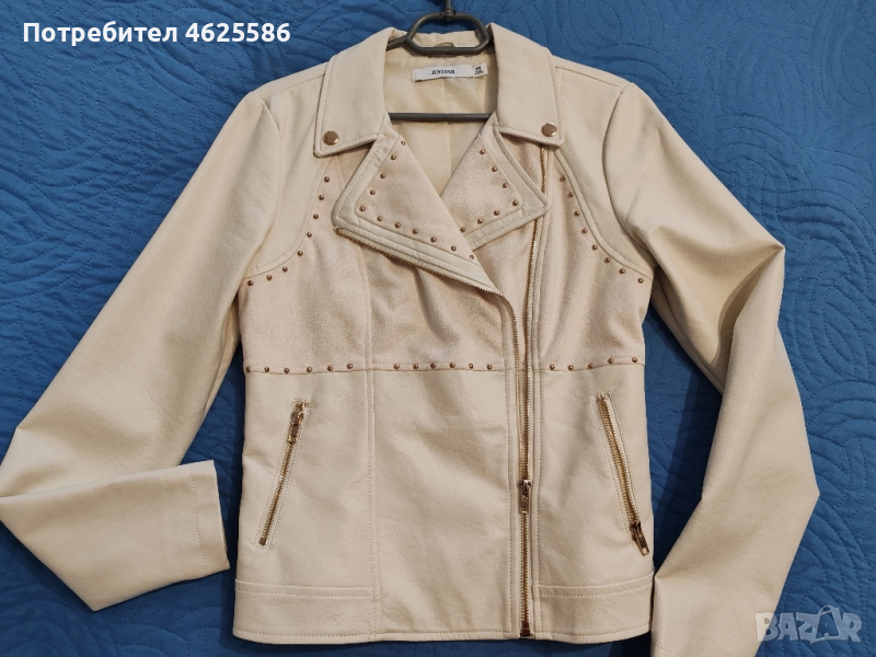 Бежово кожено яке , снимка 1