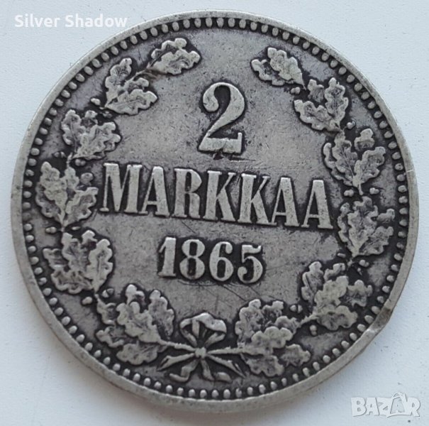 Монета Финландия 2 Марки 1865 г. Александър II  /2, снимка 1