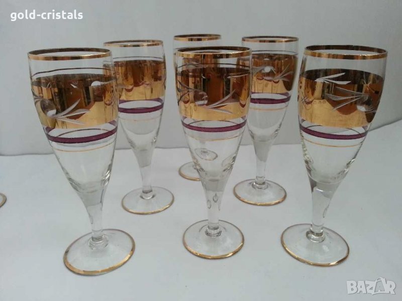 антикварни чаши с позлата  гравирани, снимка 1