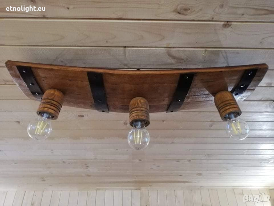 Полилеи от автентични реставрирани бъчви с ръчно изработени дървени чашки, снимка 1