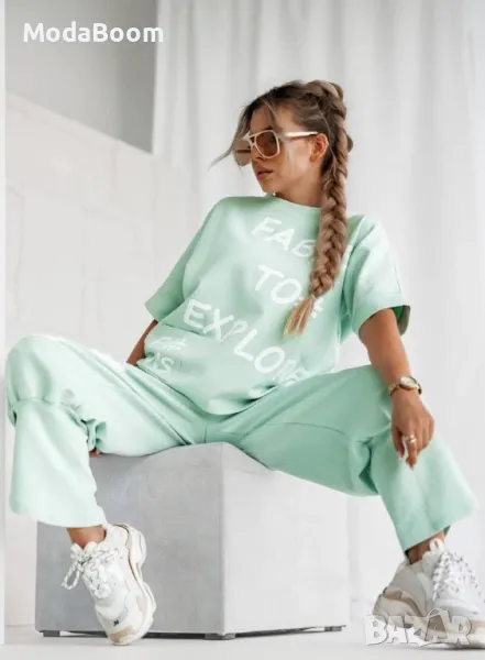 Памуен зелен дамски комплект, снимка 1