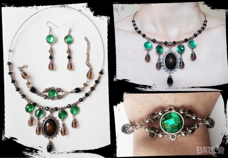 Комплект бижута със сребро 925, Ръчна изрботка, снимка 1