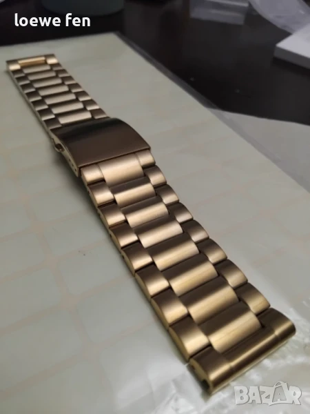 Верижка за часовник масивна плътна неръждаема стомана златиста златна позлатена gold!, снимка 1