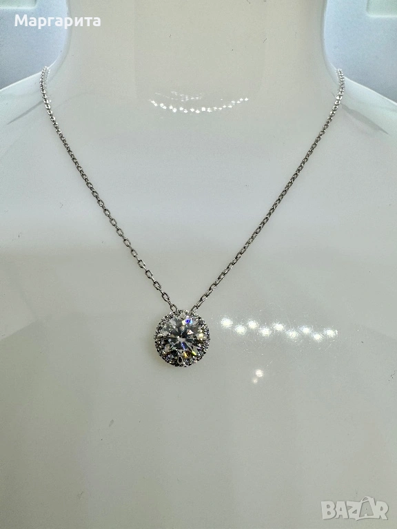 Сребърно колие с мойсанит (диамант) 1 карат, снимка 1