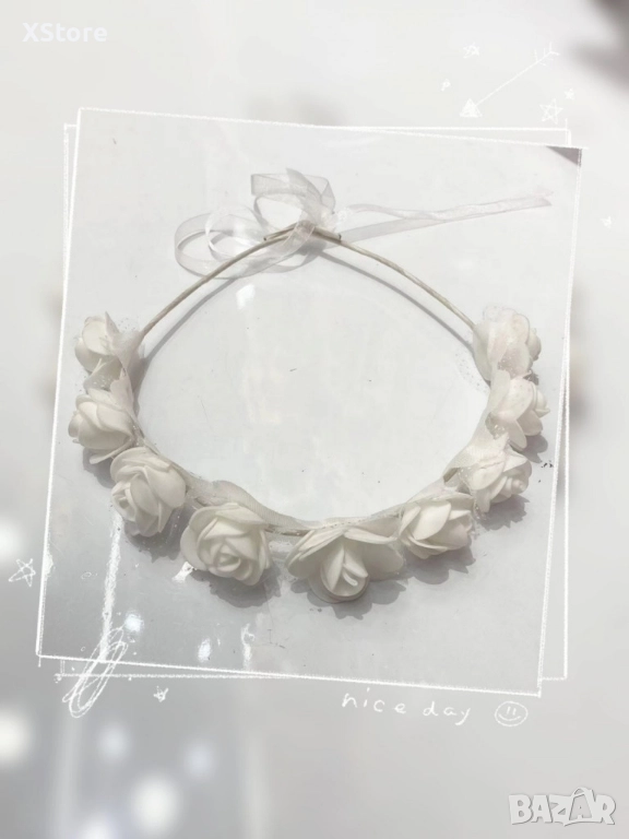 Романтична обиколка: Венче за коса от чаровни рози, снимка 1